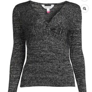 No Boundaries Black and Gray V-Neck Sweater